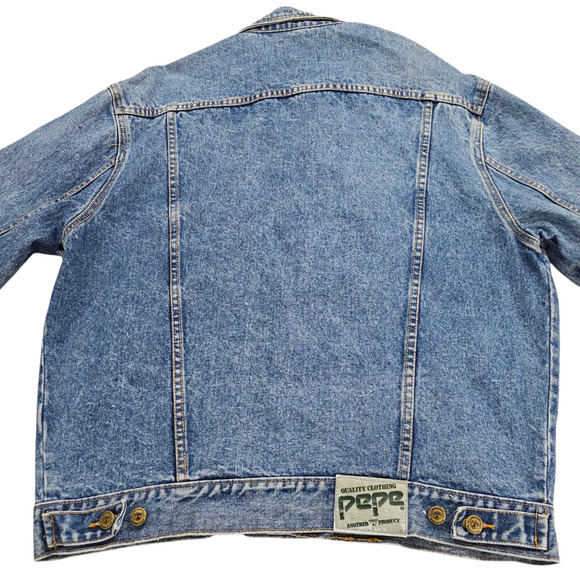 Vintage Pepe Jean Jackent Mens Medium Blue 80s Trucker Style Denim Stone Wash - Picture 6 of 16